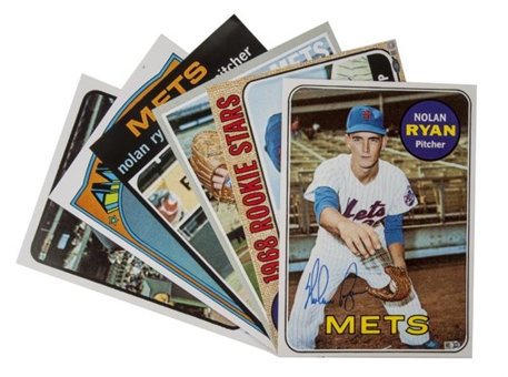 Nolan Ryan Signed Lot of (6) Topps Archives Photos (1968-1973) - MLB Authenticated